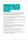 BEST ANSWERS FNDH 400 final 100%  VERIFIED ANSWERS  2024/2025 ALREADY  PASSED