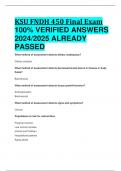 BEST ANSWERS KSU FNDH 450 Final Exam 100% VERIFIED ANSWERS  2024/2025 ALREADY  PASSEDKSU FNDH 450 Final Exam 100% VERIFIED ANSWERS  2024/2025 ALREADY  PASSED