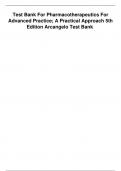 Test Bank For Pharmacotherapeutics for Advanced Practice A Practical Approach 5th Edition by Virginia Poole Arcangelo, Andrew Peterson, Veronica Wilbur, Tep M.KangChapter 1-56 Complete Guide