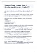 Missouri Driver License Chap 1. Questions and Answers (Graded A+)