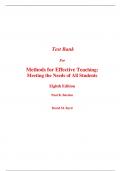 Test Bank For Methods for Effective Teaching Meeting the Needs of All Students 8th Edition By Paul Burden, David Byrd (All Chapters, 100% Original Verified, A+ Grade) 