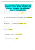 Minnesota Laws, Rules and Regulations Common to Life, Health, Property, and Casualty Insurance Questions and  Answers Already Passed