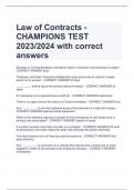 UPDATED Law of Contracts - CHAMPIONS TEST 2023/2024 with correct answers