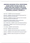 AWHONN ADVANCED FETAL MONITORING  EXAM LATEST ACTUAL EXAM 130  QUESTIONS AND CORRECT DETAILED  ANSWERS WITH RATIONALES (VERIFIED  ANSWERS) |ALREADY GRADED A+