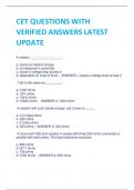 CET QUESTIONS WITH VERIFIED ANSWERS LATEST UPDATE