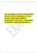 ALL FLORIDA COUNTY BAIL BONDS EXAM LATEST 2023/2024 (ACTUAL EXAM ) WITH 100 CORRECT QUESTIONS AND WELL ANSWERED  ANSWERS ALREADYIGRADED A+ 