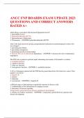 ANCC FNP BOARDS EXAM UPDATE 2023  QUESTIONS AND CORRECT ANSWERS  RATED A+