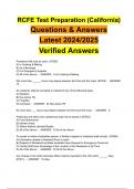 RCFE Test Preparation (California) Questions & Answers Latest 2024/2025 Verified Answers