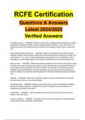 RCFE Certification Questions & Answers Latest 2024/2025 Verified Answers