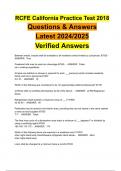 RCFE California Practice Test 2018 Questions & Answers Latest 2024/2025 Verified Answers