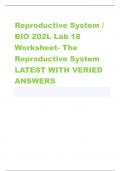 Reproductive System / BIO 202L Lab 18 Worksheet- The Reproductive System LATEST WITH VERIED ANSWERS