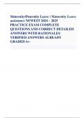 Maternity/Paternity Leave / Maternity Leave assistance NEWEST 2024 – 2025 PRACTICE EXAM COMPLETE  QUESTIONS AND CORRECT DETAILED ANSWERS WITH RATIONALES VERIFIED ANSWERS ALREADY GRADED A+                          U.S. (Maternity Leave) - ANS-12 weeks of u