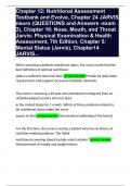 Chapter 12: Nutritional Assessment Testbank and Evolve, Chapter 24 JARVIS neuro (QUESTIONS and Answers -exam 3), Chapter 16: Nose, Mouth, and Throat Jarvis: Physical Examination & Health Assessment, 7th Edition, Chapter 5: Mental Status (Jarvis), Chapter1