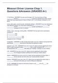 Missouri Driver License Chap 1. Questions &Answers (GRADED A+)