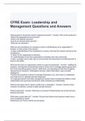 CFRE Exam Leadership and Management Questions and Answers 100% correct