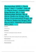 Pharmacology WEEK 1, Pharm Week 7 Quiz 4 *Cardiac*, Quiz wk 13, Pharm Exam 5 Antimicrobial Drugs Review, Wk 11 Quiz Pharmacology Review, Wk 10 Pharm (Endocrine Drugs), Wk 9 Pharm (Gastrointestinal Drugs), Wk 10 Pharm (Endocrine Drugs), Wk 9 Pharm100% VERI