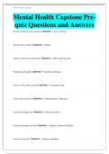 Mental Health Capstone Pre-quiz Questions and Answers