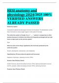 HESI Anatomy and physiology 100% VERIFIED  ANSWERS LATEST  UPDATE ALREADY  PASSED