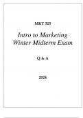 MKT 315 INTRO TO MARKETING WINTER MIDTERM EXAM Q & A 2024 (GRAND CANYON UNI).