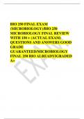 BIO 250 FINAL EXAM (MICROBIOLOGY)/BIO 250 MICROBIOLOGY FINAL REVIEW WITH 150 + (ACTUAL EXAM) QUESTIONS AND ANSWERS GOOD GRADE GUARANTEED/MICROBIOLOGY FINAL 250 BIO ALREADYIGRADED A+   