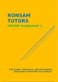 CRI2601 Assignment 1 answers due 27 March 2024. This document contains well answered and unique answers that will help you score a very good mark, contact 0/6/7/1/1/8/9/0/5/9 for further assistance.