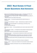 2023 Real Estate U Final Exam Questions And Answers