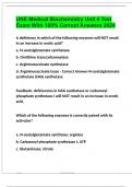 UNE Medical Biochemistry Unit 4 Test Exam With 100% Correct Answers 2024