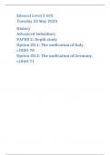 Edexcel Level 3 GCE Tuesday 23 May 2023  History Advanced Subsidiary PAPER 2: Depth study Option 2D.1: The unification of Italy, c1830-70 Option 2D.2: The unification of Germany, c1840-71