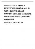 ABFM ITE 2024 EXAM 2 NEWEST VERSIONS (A and B) WITH QUESTIONS AND CORRECT DETAILED  ANSWERS WITH RATIONLESS (VERIFIED ANSWERS)  ALREADY GRADED A+                    CAP antibiotic that causes VF - CORRECT ANSAzithromycin      - The arrhythmia results from