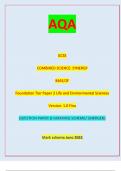 AQA GCSE COMBINED SCIENCE: SYNERGY 8465/2F Foundation Tier Paper 2 Life and Environmental Sciences Version: 1.0 Fina G/KL/Jun23/E5 8465/2F (JUN2384652F01) GCSE COMBINED SCIENCE: SYNERGY| QUESTION PAPER & MARKING SCHEME/ [MERGED] Marking scheme June 2023