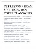 CLT LESSON 9 EXAM SOLUTIONS 100%  CORRECT ANSWERS