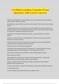 Certified Lactation Counselor Exam Questions with Correct Answers