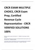 CRCR EXAM MULTIPLE  CHOICE, CRCR Exam  Prep, Certified  Revenue Cycle  Representative - CRCR  VERIFIED SOLUTIONS  100%