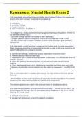 Rasmussen: Mental Health Exam 2 Questions and Answers | 1) A patient with schizophrenia begins to talks about "volmers" hiding in the warehouse at work. The term "volmers" should be documented as:  a. neologism b. concrete thinking c. thought 