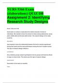 NURS 5366 Exam (elaborations) QUIZ DB Assignment 2: Identifying Research Study Designs 