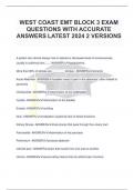 WEST COAST EMT BLOCK 3 EXAM QUESTIONS WITH ACCURATE ANSWERS LATEST 2024 2 VERSIONS.