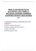 HESI A2 GRAMMAR EXAM QUESTIONS AND CORRECT DETAILED ANSWERS (VERIFIED ANSWERS)| NEWEST 2024| GRADED A+