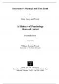 Instructor’s Manual and Test Bank  for   King, Viney, and Woody   A History of Psychology Ideas and Context  Fourth Edition