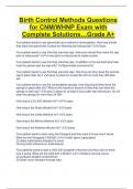 Birth Control Methods Questions  for CNM/WHNP Exam with  Complete Solutions…Grade A+ 