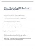 World Scholar's Cup 2023 Questions And Correct Answers