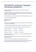 RITE AID PTU: Unit Exam 7 Questions and Answers (Graded A+)