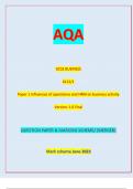 AQA GCSE BUSINESS  8132/1  Paper 1 Influences of operations and HRM on business activity Version: 1.0 Final *Jun238132101* IB/G/Jun23/E10 8132/1| QUESTION PAPER & MARKING SCHEME/ [MERGED] | Marking scheme June 2023