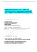 OSHA 30 Construction Test Answer Key MANAGING SAFETY AND HEALTH Questions with Complete Verified Solutions 2024/2025