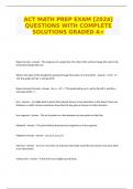 ACT MATH PREP EXAM [2024] QUESTIONS WITH COMPLETE SOLUTIONS GRADED A+