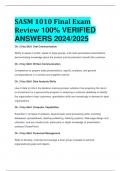 BEST ANSWERS SASM 1010 Final Exam Review 100% VERIFIED  ANSWERS 2024/2025