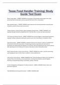 Texas Food Handler Training| Study  Guide Test Exam