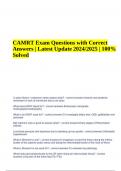 CAMRT 187 Exam Questions With Verified Answers | Latest Updated 2024/2025 | CAMRT Exam Practice Questions and Answers | CAMRT - Test Review Questions With Answers | CAMRT Written Exam Questions and Answers With Complete Solution & CAMRT Exam Questions wit