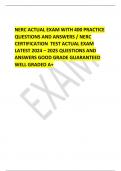 NERC ACTUAL EXAM WITH 400 PRACTICE  QUESTIONS AND ANSWERS / NERC  CERTIFICATION TEST ACTUAL EXAM  LATEST 2024 – 2025 QUESTIONS AND  ANSWERS GOOD GRADE GUARANTEED WELL GRADED A+