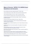 Mass oil burner -NFPA 31 & NORA Exam Questions and Answers 2024