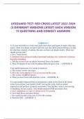 UPDATED LIFEGUARD TEST: RED CROSS LATEST 2022-2024 (3 DIFFERENT VERSIONS LATEST) EACH VERSION 75 QUESTIONS AND CORRECT ANSWERS